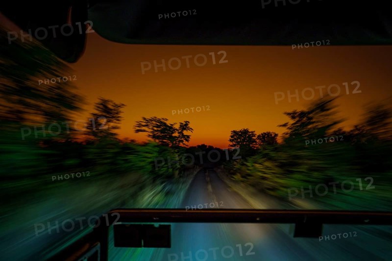 Driving at sunset