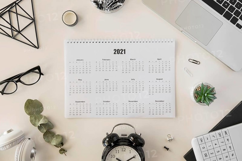 Top view desk 2021 calendar. Resolution and high quality beautiful photo
