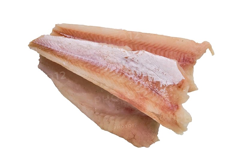 Top view of pangasius fillet isolated on white background