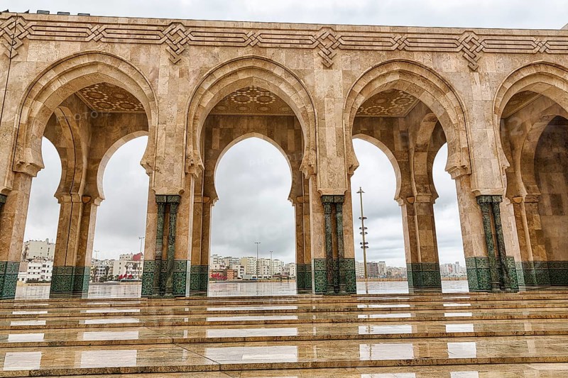 View of the city through ornate archways