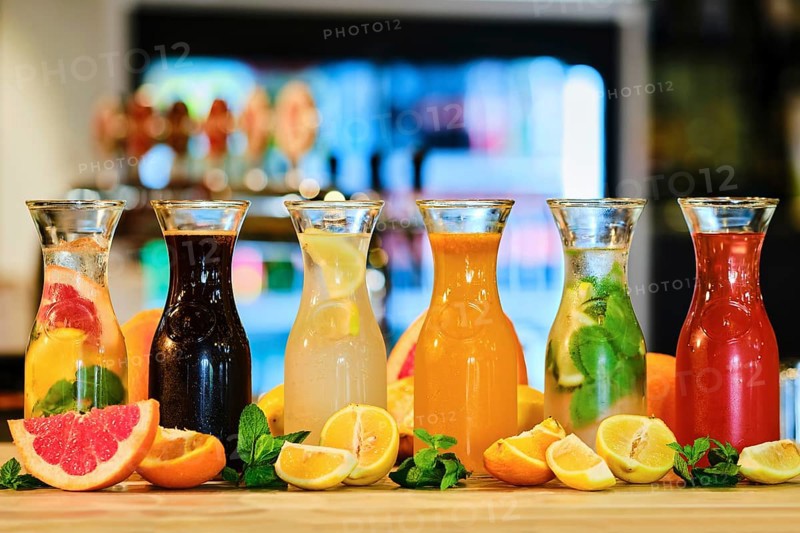 Assortment of cold lemonade on the barcounter