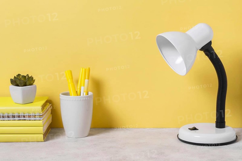 Workspace arrangement with books lamp. Resolution and high quality beautiful photo