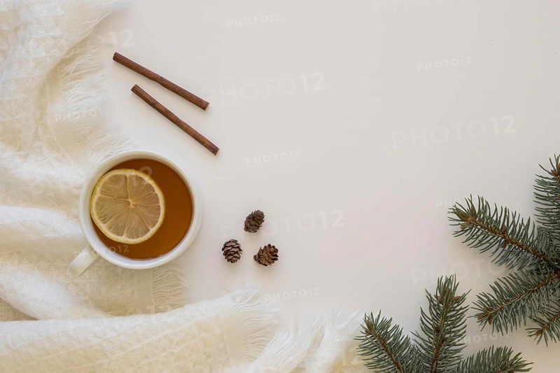 Delicious hot tea with cinnamon rolls
