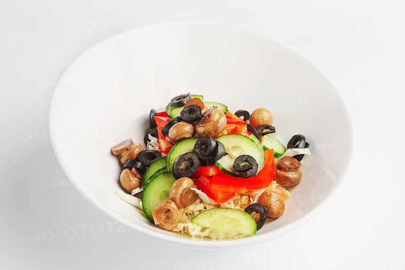 Plate with salad with mushroom