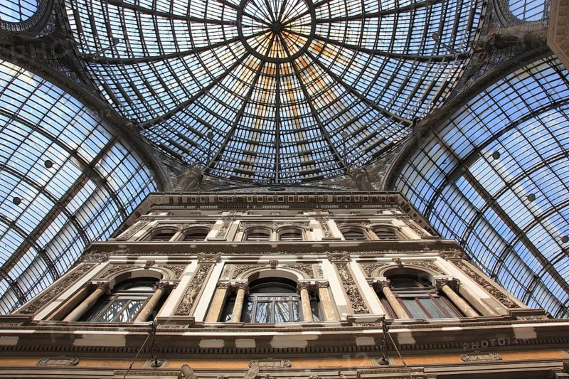 Galleria Umberto I. Shopping arcade covered by a large glass dome