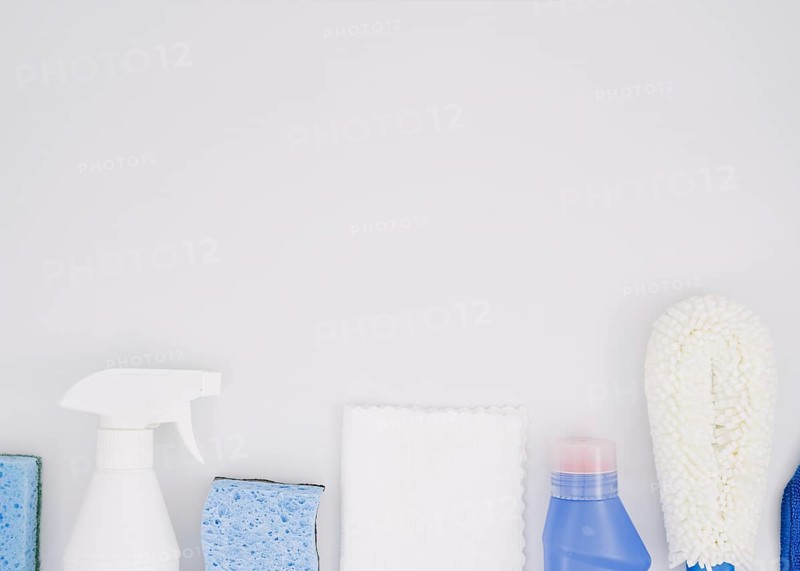 Row cleaning products white background