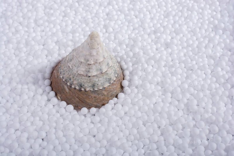 On little white polystyrene foam balls