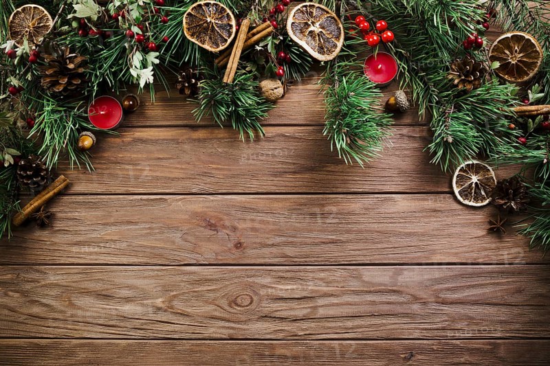 Christmas twig wooden board