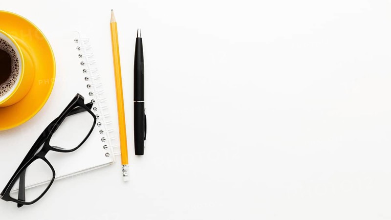 Flat lay frame with glasses pen