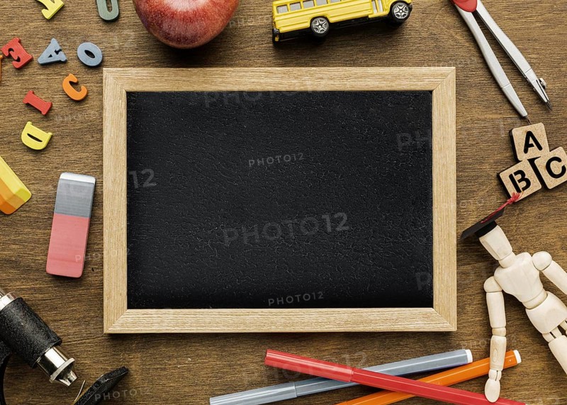 Top view blackboard with letters apple. Resolution and high quality beautiful photo
