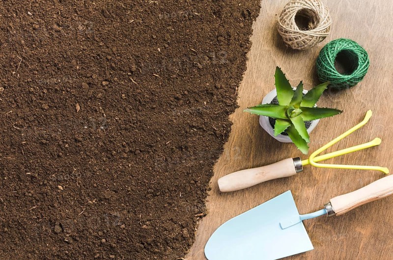 Top view gardening tools ground. Resolution and high quality beautiful photo