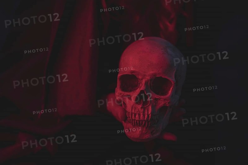 Red light cement skull design halloween