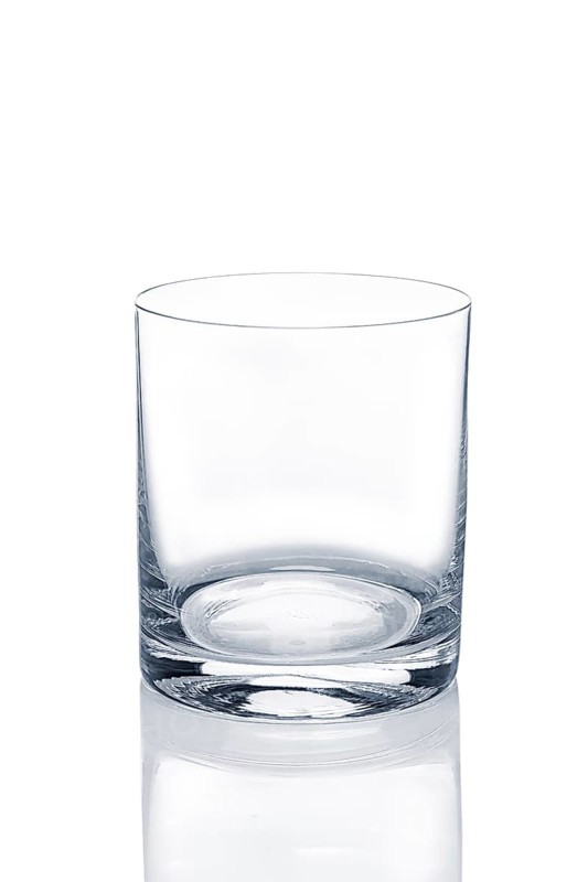Empty transparent oldfashioned glass for whiskey and ice