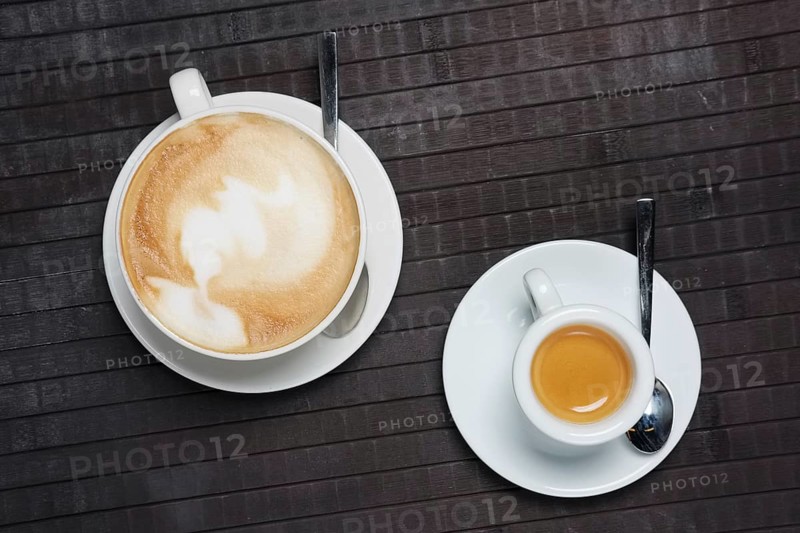 Cup of coffee and espresso top view