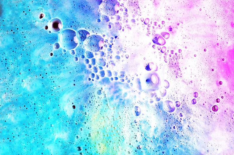 Colorful fizzy bath bomb backdrop