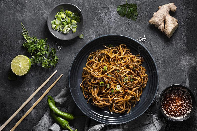 Top view delicious noodles concept 1. Resolution and high quality beautiful photo