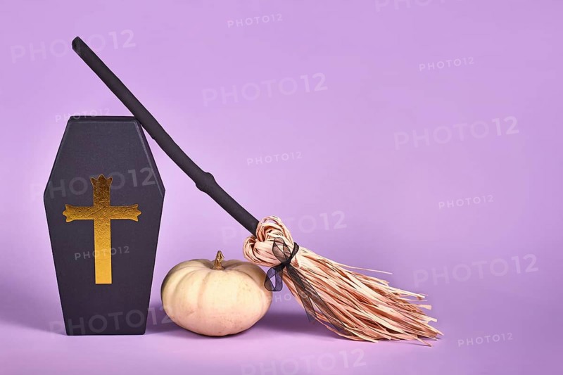 Halloween arrangement with coffin gift box
