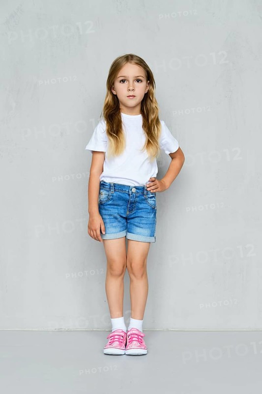 Little girl in white t-shirt