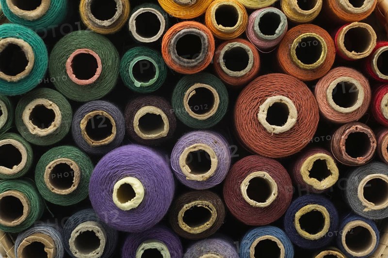 Top view colourful sewing threads background. Resolution and high quality beautiful photo