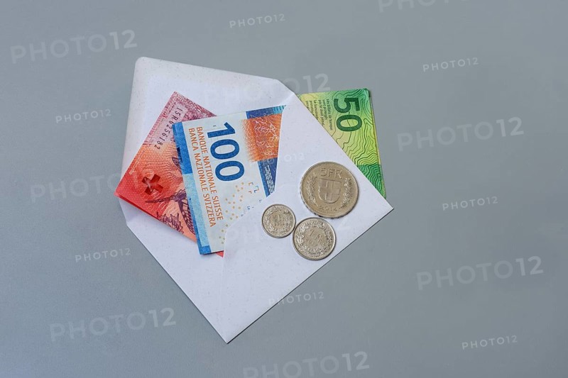 Swiss banknotes with envelope