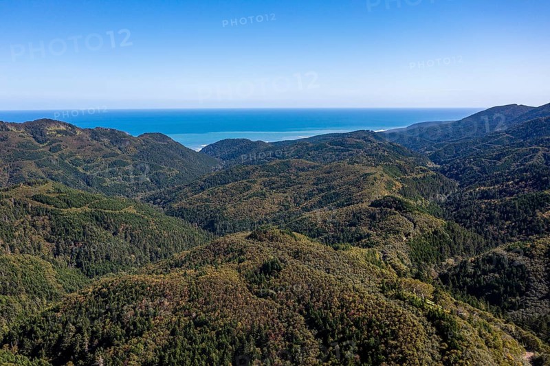Overlook over the forested south coast of Sakhalin