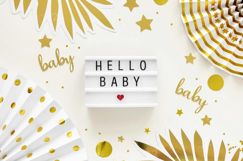 Top view beautiful baby shower concept. Resolution and high quality beautiful photo