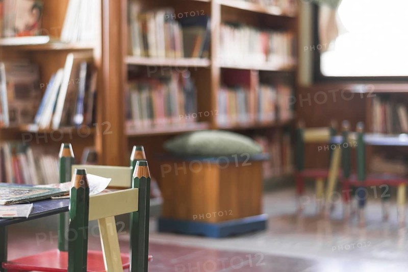 Chairs and table in kids library