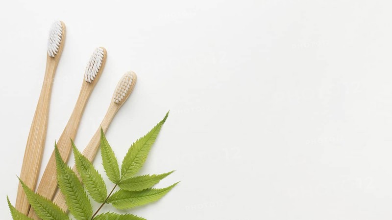 Copy space tooth brushes