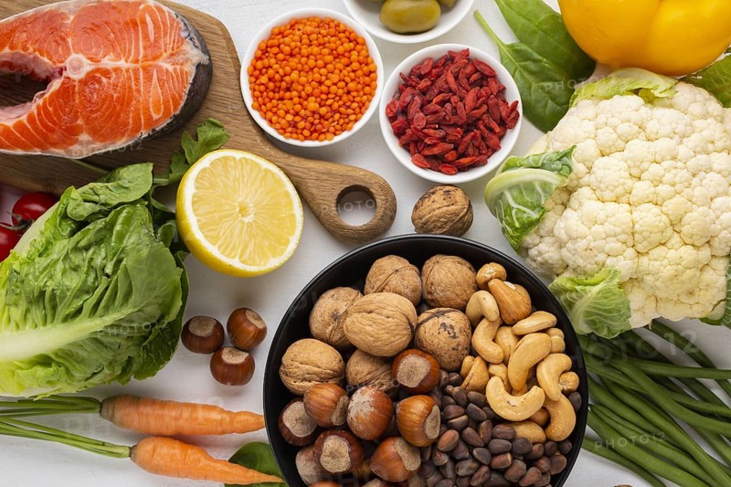 Flay lay natural healthy food