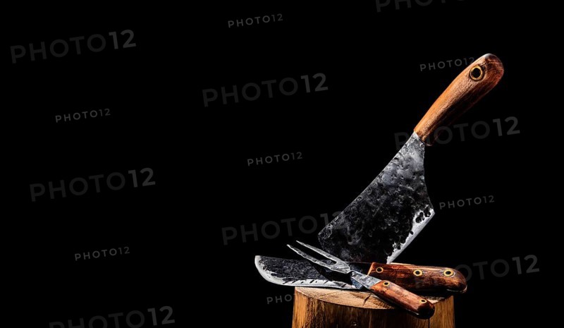 Rustic butcher meat knife