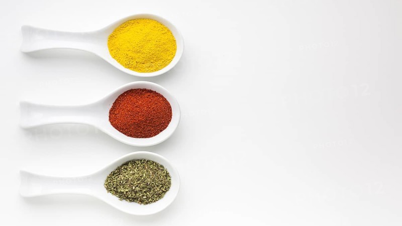 Three spoons with spicy powder table. Resolution and high quality beautiful photo