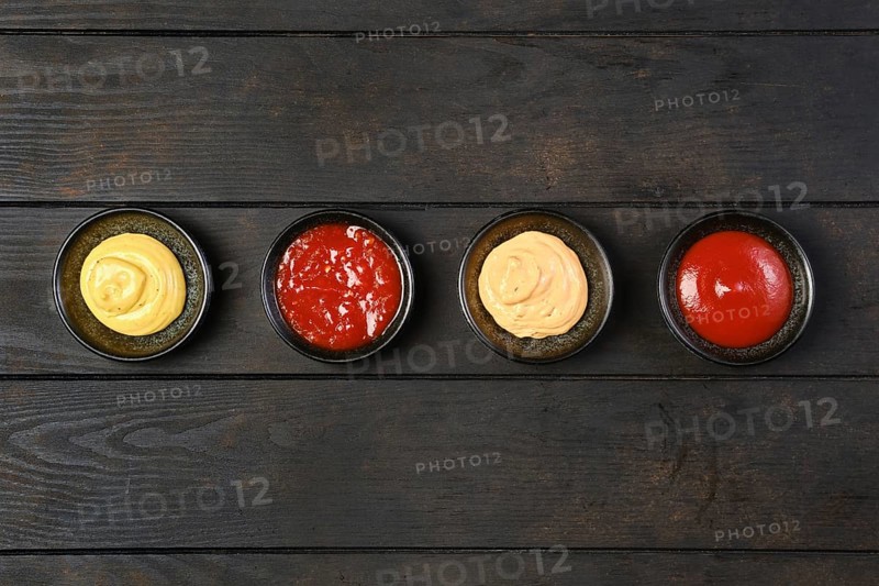 Top view of vatious types of sauce