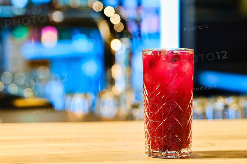 Cold cocktail gin and cherry
