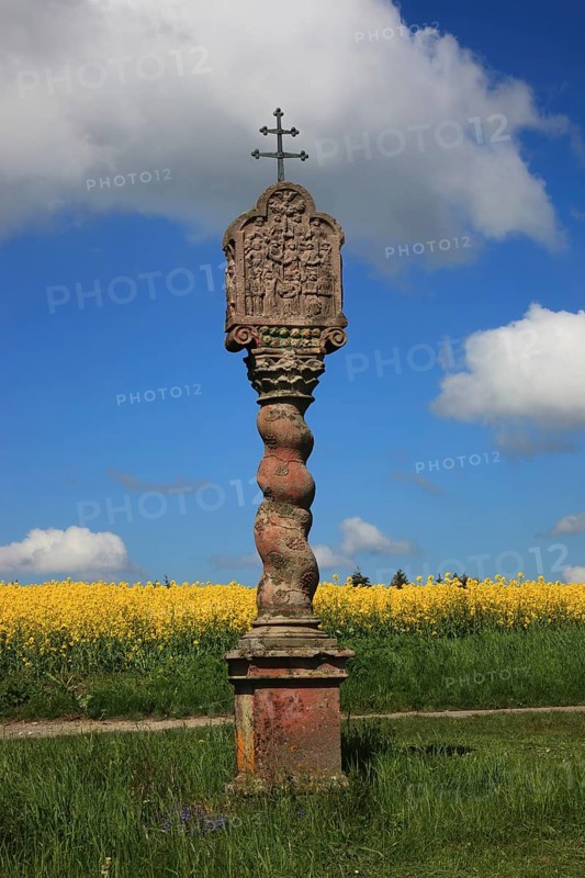 Wayside shrine in the field landscape near Hofbieber in the Rhoen