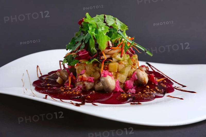 Closeup lenten salad with beetroot