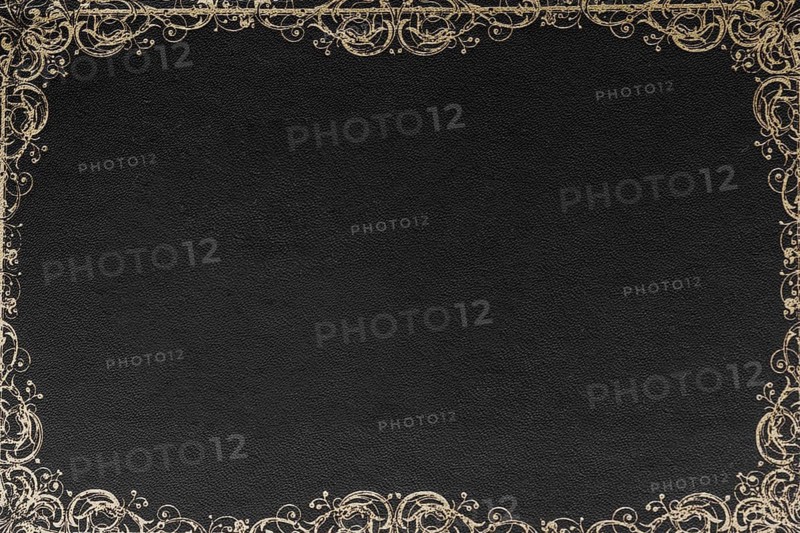 Ornate border design against black background card