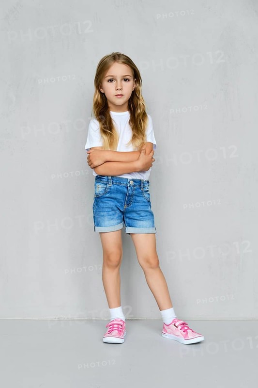 Little girl in white t-shirt