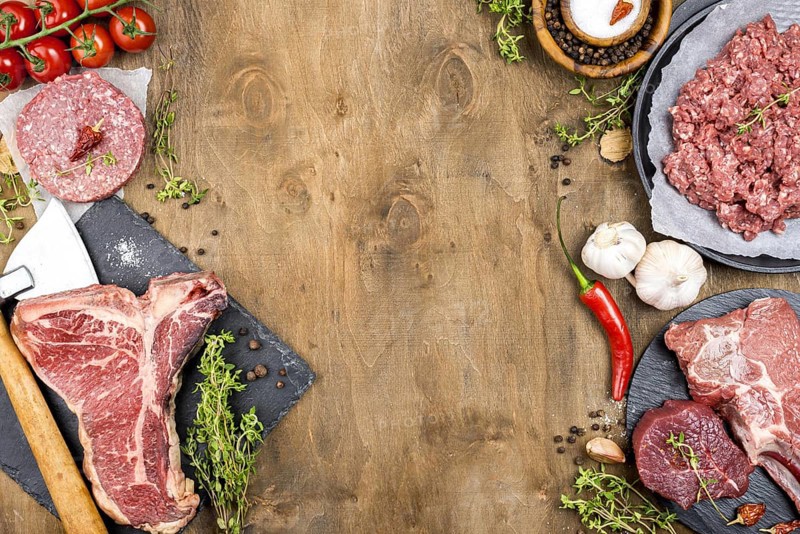 Top view meat with garlic chili. Resolution and high quality beautiful photo