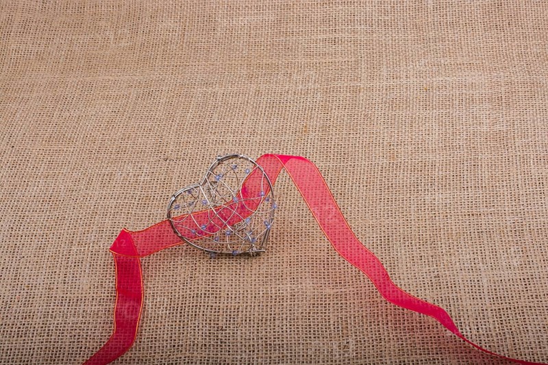 Band and Heart shaped cage on linen canvas