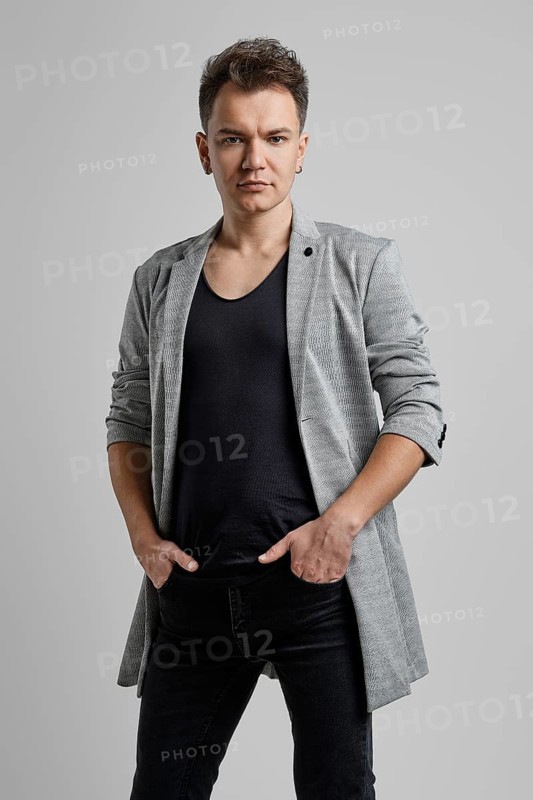 Portrait of a handsome man wearing wool jacket