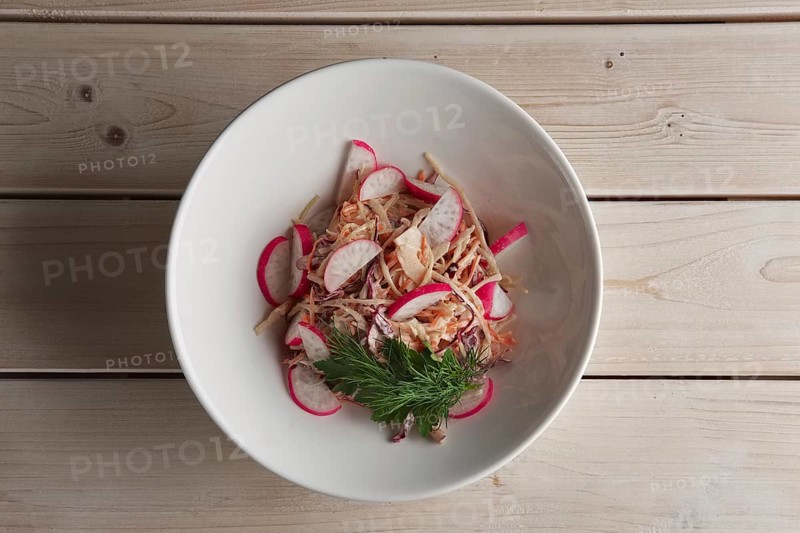 Portion of salad with radish