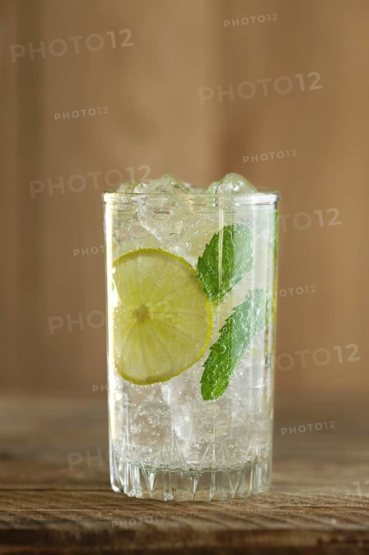 Morning cold lemonade on wooden table