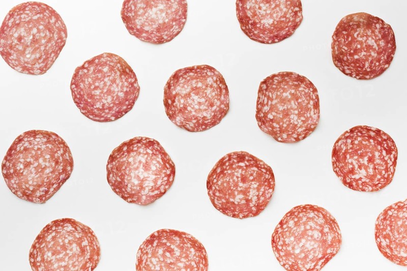 Top view selection tasty salami table. Resolution and high quality beautiful photo