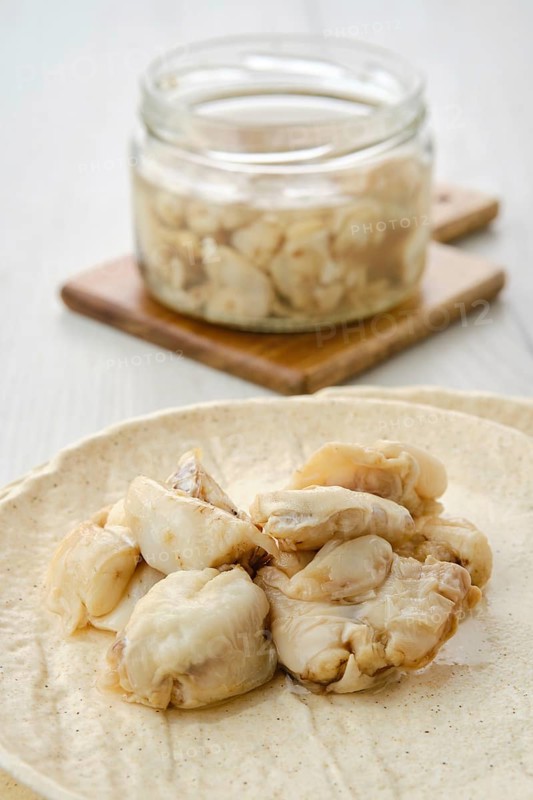 Closeup view of canned mackerel on a plate