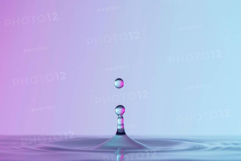 Front view drops transparent liquid