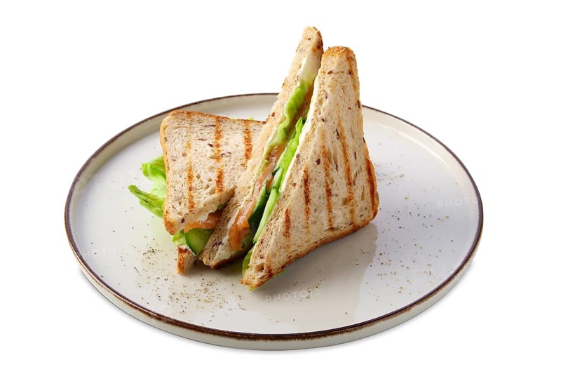 Club sandwich with salmon