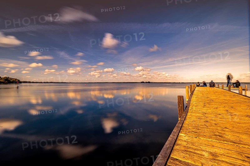 A small jetty at the Steinhuder Meer under blue sky