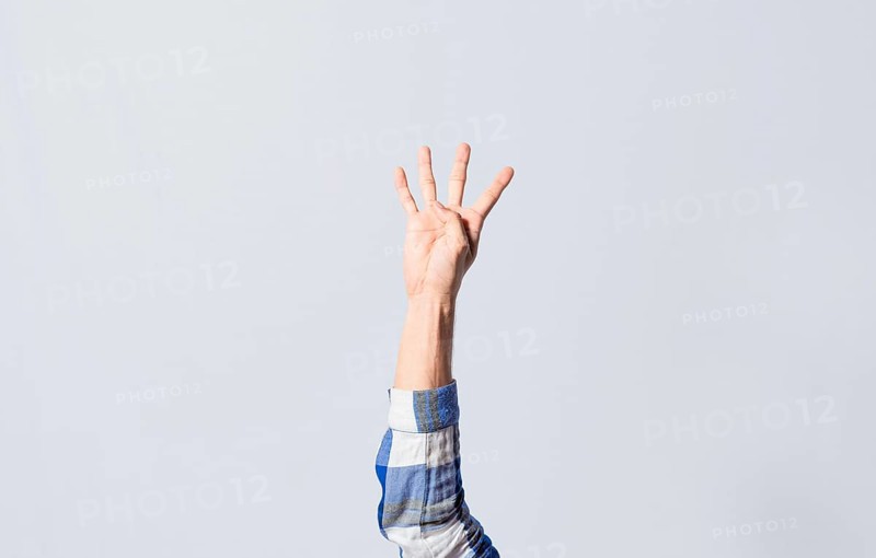 Number FOUR in sign language. Deaf and dumb counting the number FOUR in sign language