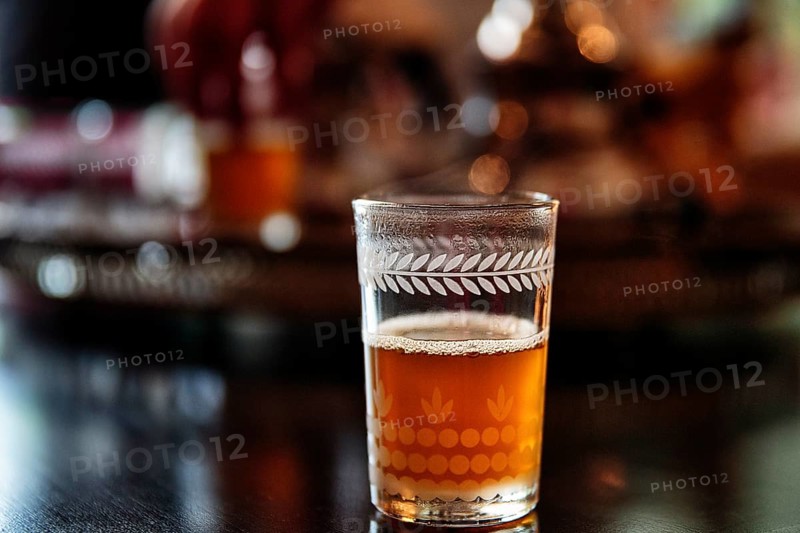 Hot peppermint tea in a glass