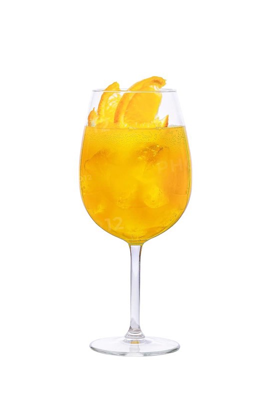 Cold sangria in a wine glass isolated on white background